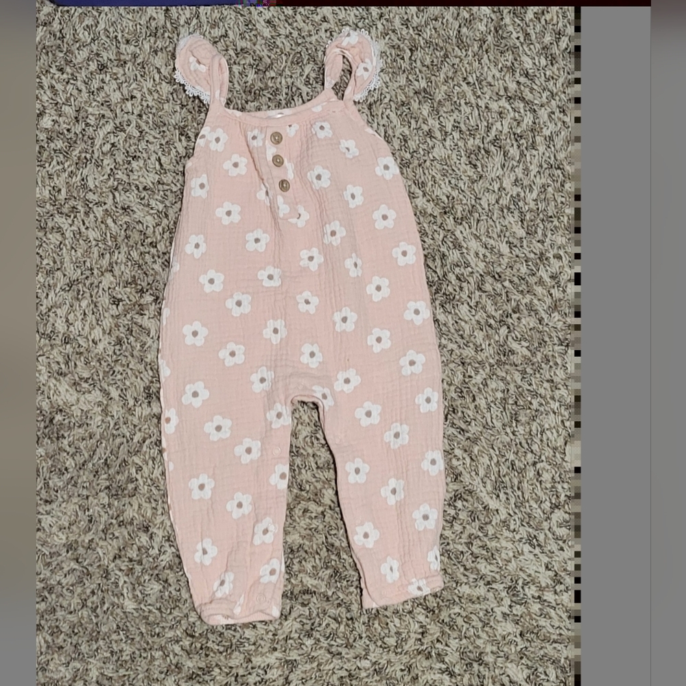 Charming Pink Floral Kids Romper